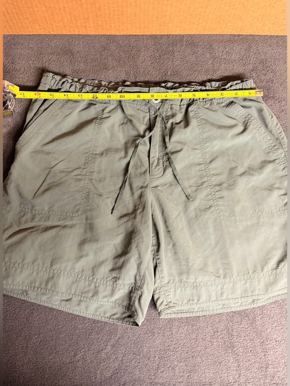 Patagonia Olive Green Elastic Waist Athletic Shorts - Picture 3 of 10
